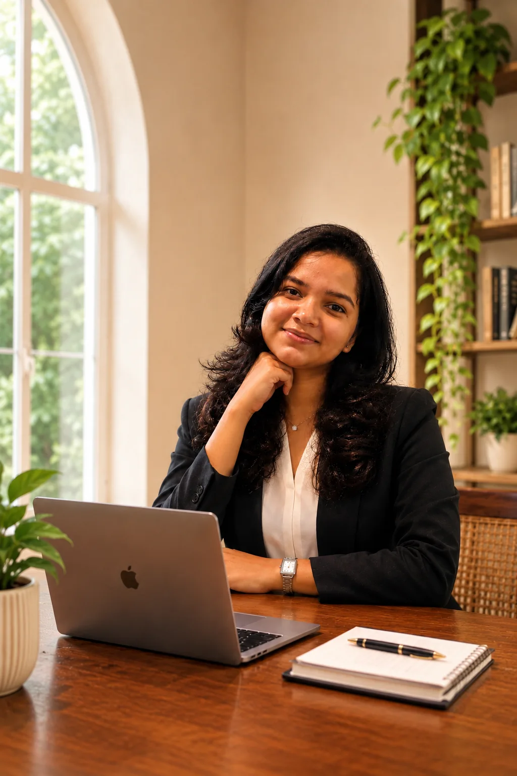 Best freelance digital marketing strategist in Ernakulam working on a laptop at a desk in a modern, minimalist workspace.